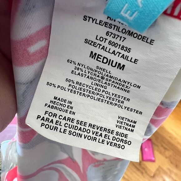 Beach Betty by Miracle Brands Slimming Tie Front Bikini Top Fruit Print Coral Ye - Picture 9 of 10